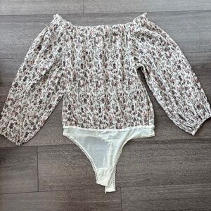 Free People Floral Off the Shoulder Bodysuit